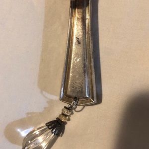 necklace knife silver handle with glass dangle